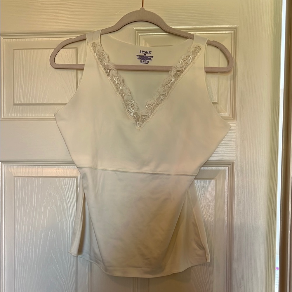 SPANX Cream Asymmetrical Tie Front Camisole